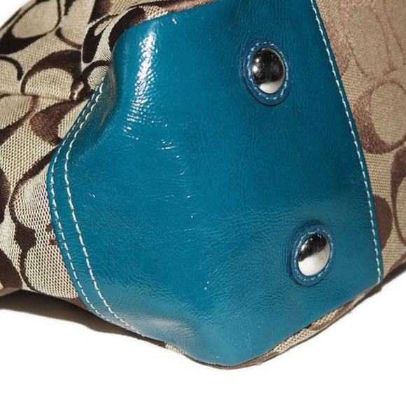 Coach Tote Signature Pleated Gallery Jacquard Blue - Picture 8 of 8